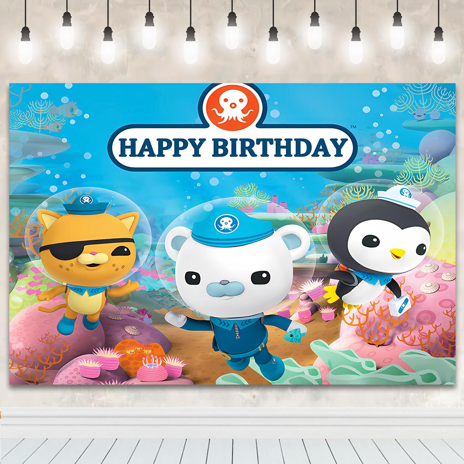 Octonauts Backdrop, Birthday Party Backdrop, Cartoon Happy Birthday Banner Background, Theme Party Supplies Backdrop, Birthday Party Decorations Photography Backdrop for Kids Boys Girl