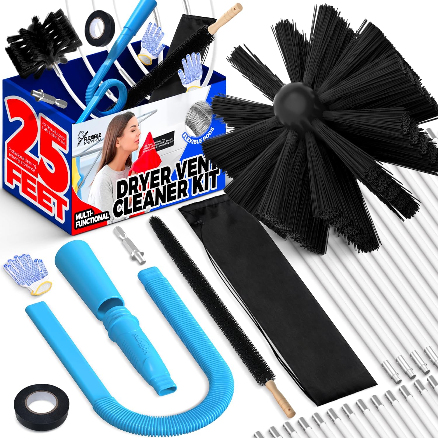 Amazon.com: Holikme 10 Pieces Dryer Vent Cleaner Kit 25 Feet ...