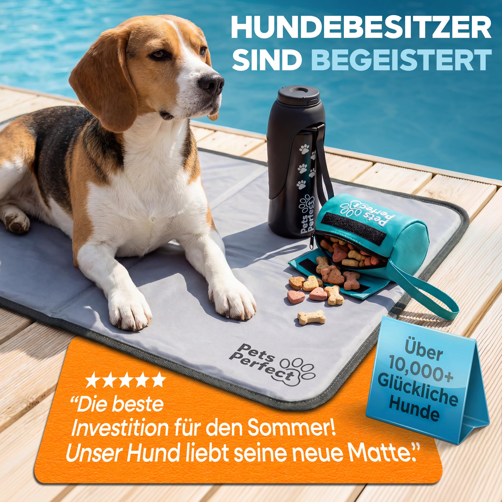 Kühlmatte für Hunde selbstkühlend - Hunde Kühlmatte mit 100% ungiftigem ThermoSchutz Gel - Kühlmatte Hund Selbstkühlend für alle Größen - Faltbare Dog Cooling mat und kühlmatte Katzen