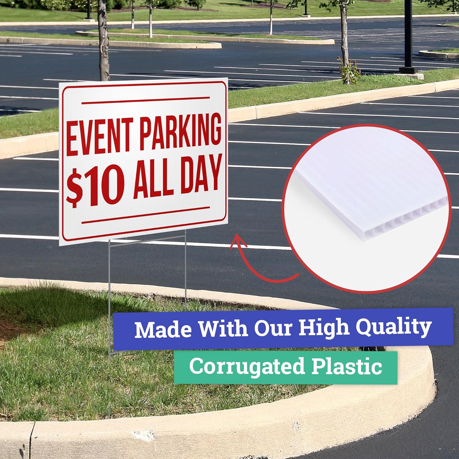 24x24" Double Sided Customizable Outdoor Yard Sign made from Corrugated Plastic with Metal "H" Stake, Easy to Design, Sign for Business, Garage or Yard Sale, Home, Office, (24" x 24")