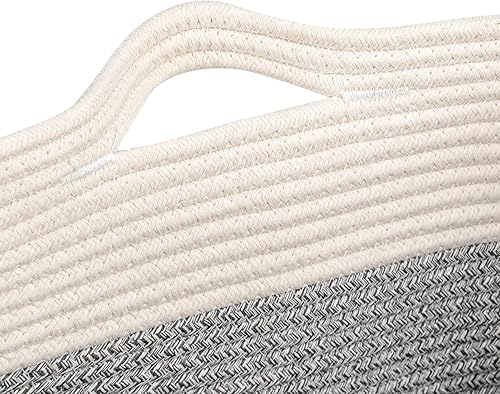 Miniatura 8 de Cestas de almacenamiento para ropa, cesta de almacenamiento de cuerda de algodón de tela con asas, cesta tejida decorativa para sala de estar,