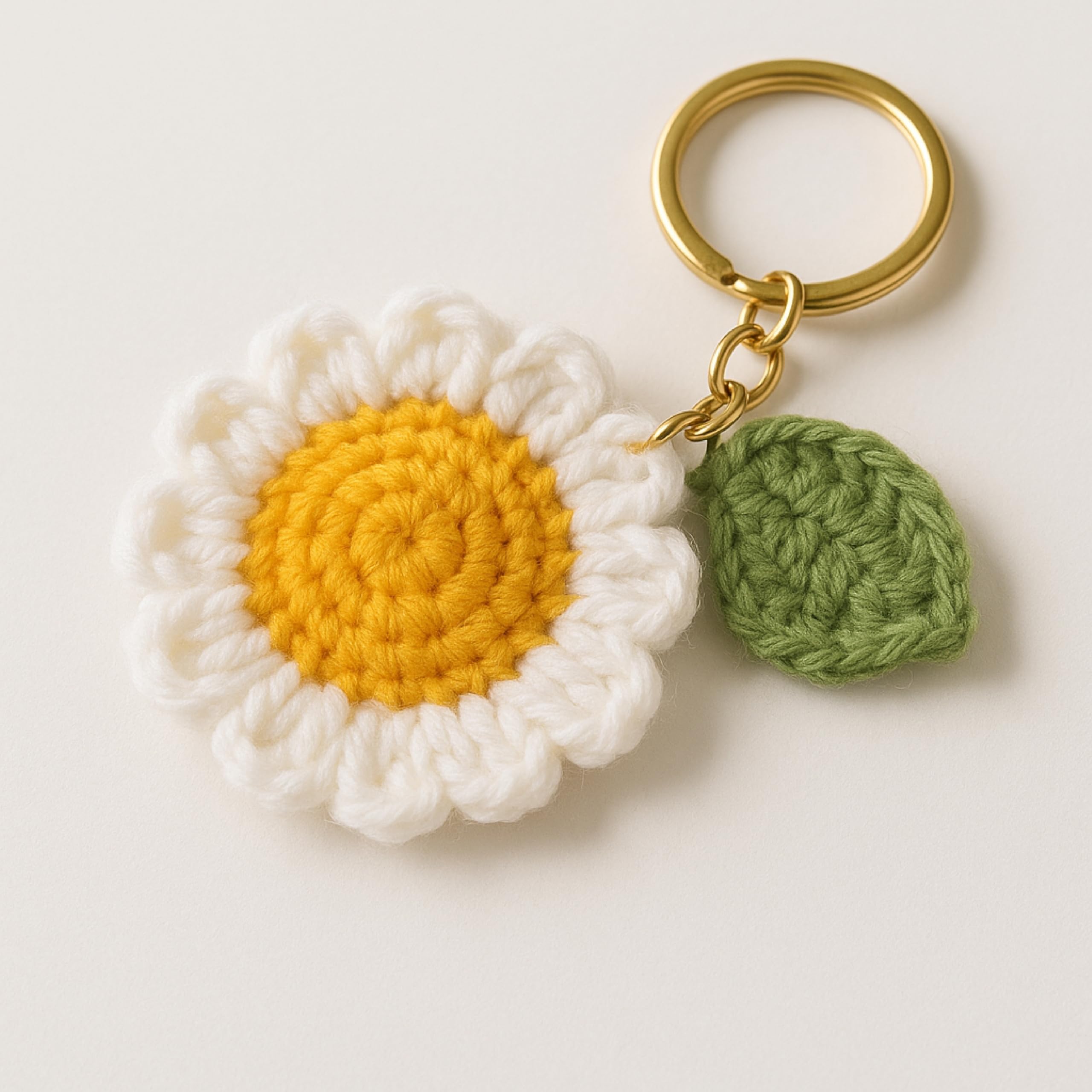 Hand Made Crochet Flower Keychain | Sunflower & Daisy Flower Crafted Keychain | Keychain For Bike, Car, Handbags