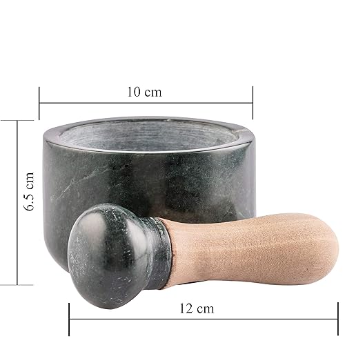 Miniatura 2 de Mortero de piedra de mármol y mortero fijado como especia, amoladora de medicina estándar verde