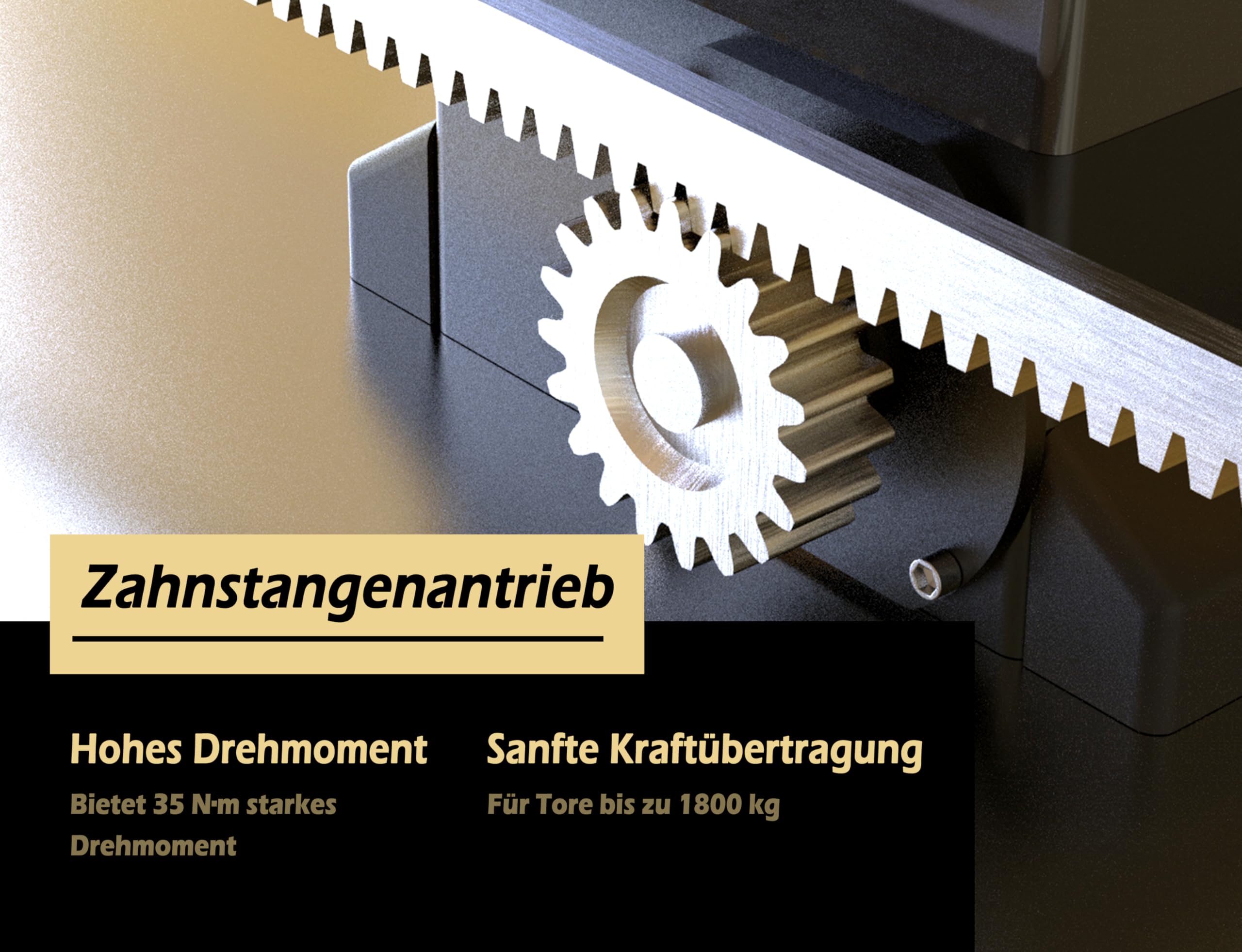 Blütezeit WLAN Schiebetorantrieb 1800kg – Smart App Steuerung, 750W Automatischer Zahnstangen-Antrieb, 2 Fernbedienungen & Lichtschranke, Komplett-Set für Einfahrtstore bis 12m