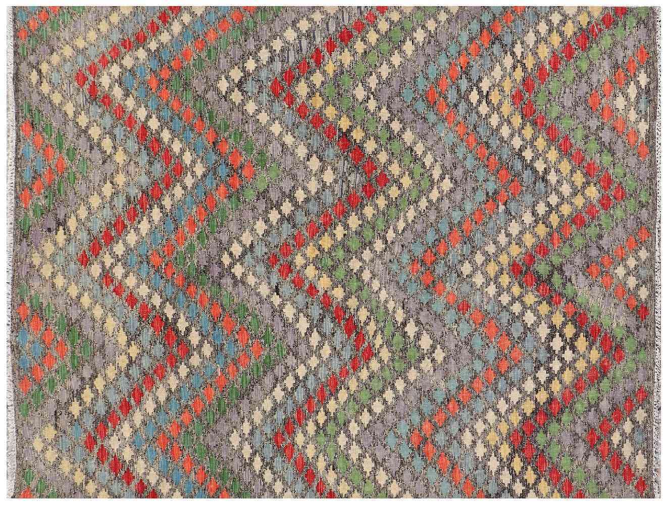 Tapis Kilim afghan multicolore géométrique pour réchauffer l'ambiance