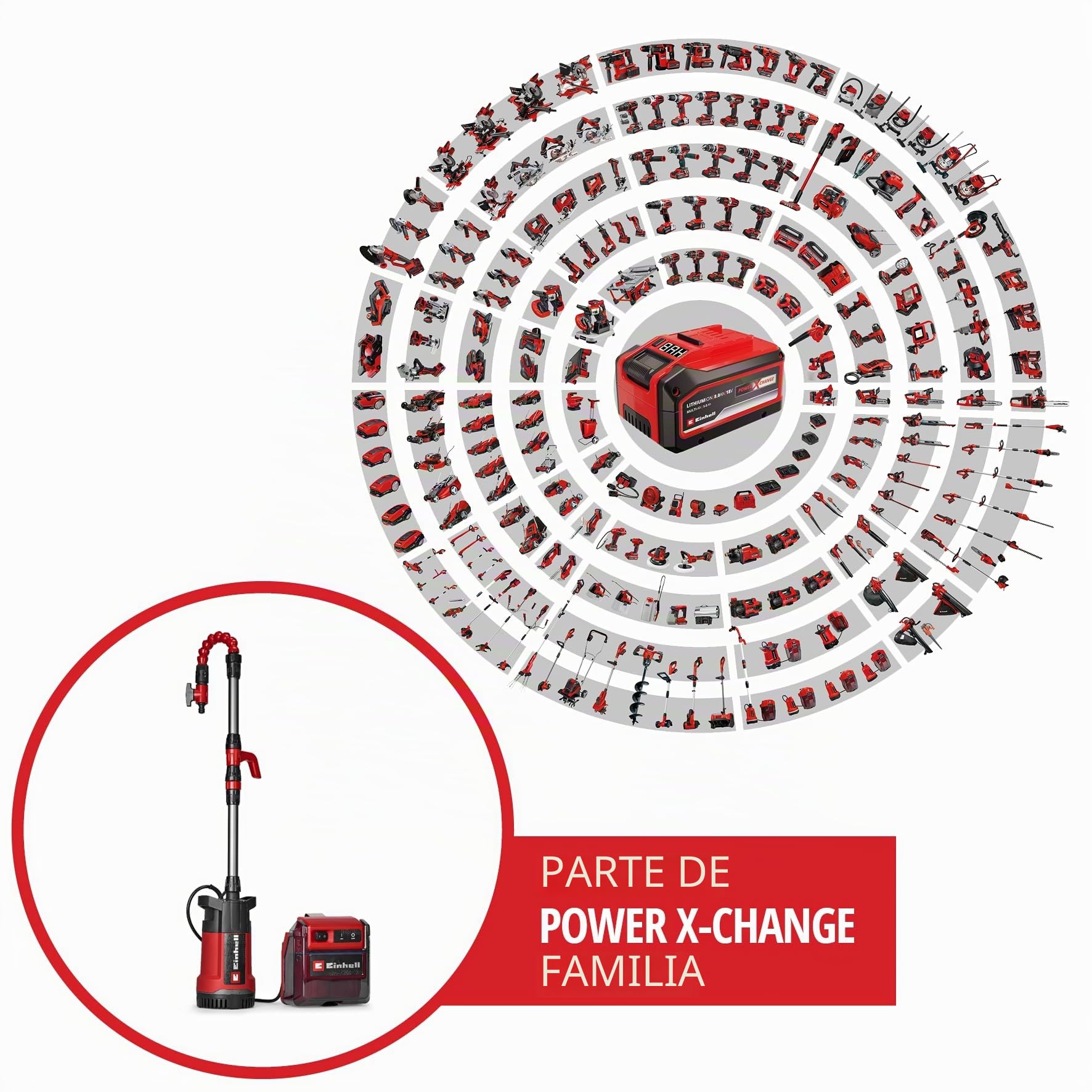 Einhell bomba de agua limpia con batería GE-PP 36 RB-A Li-Solo Power X-Change (36 V, presión de bombeo 3 bar, caudal 4500 l/h, altura de bombeo máx. 30 m, bomba 2 en 1, cuello de cisne, sin batería)