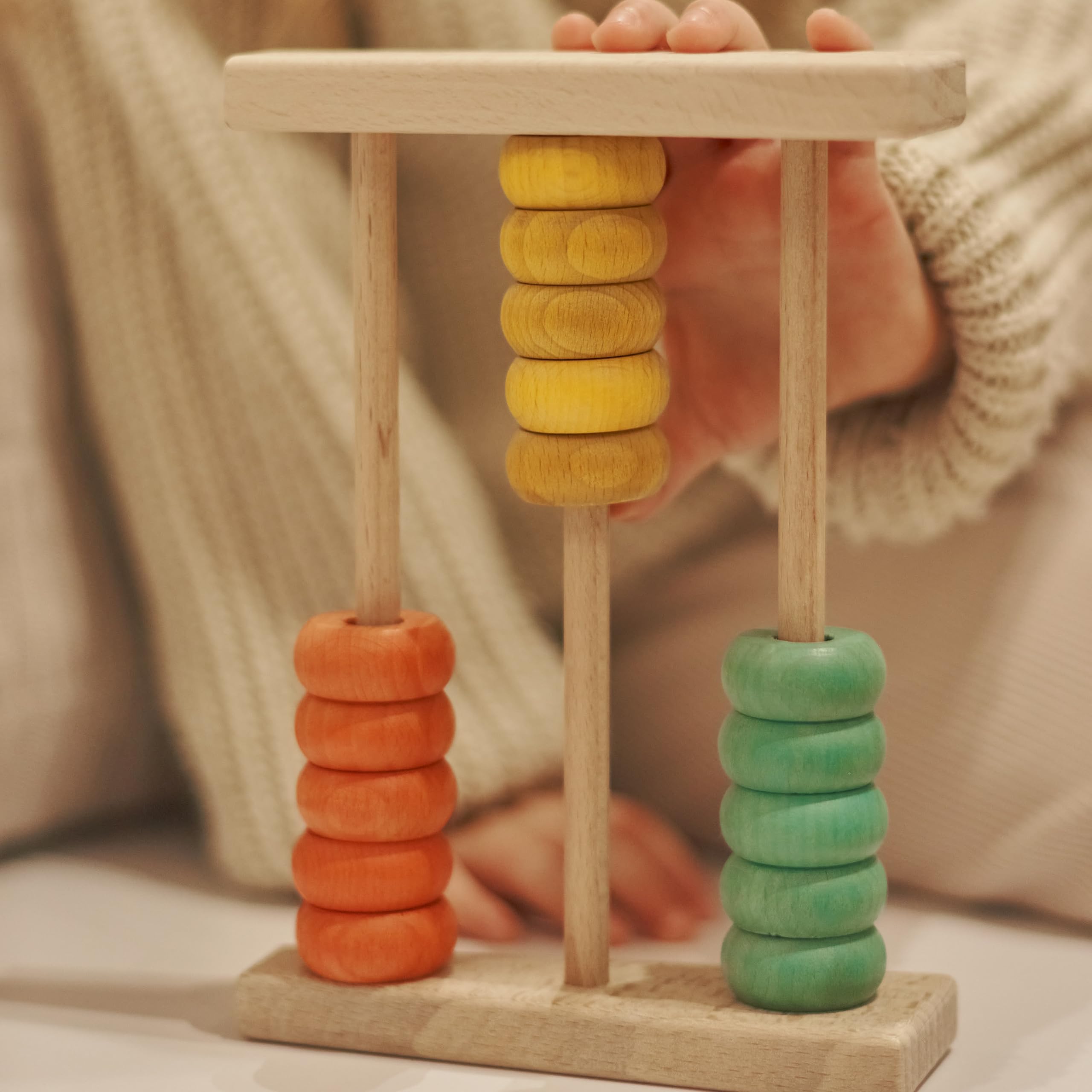 Abakus para Niños 3 x 5, Ábaco de Madera para Desarrollar Habilidades Matemáticas y Sistema Decimal, 2-4 Años