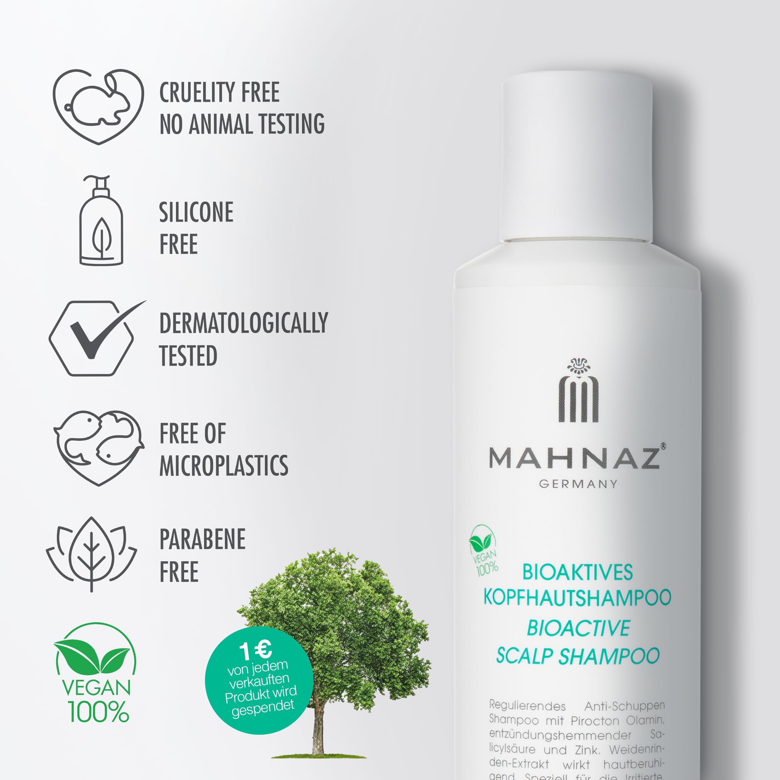 MAHNAZ Kopfhaut-Shampoo | Anti-Schuppen & Juckreiz und fettige Kopfhaut | Vegan | Ohne Silikone & Parabene | Für Erwachsene & Kinder ab 6 | Dermatologisch getestet |, sanft & wirksam, 200ml