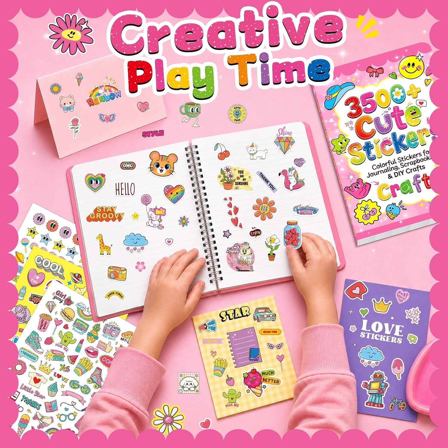 3500Pcs+Cute Stickers Scrapbook Stickers Book Letter Flower Heart Stickers