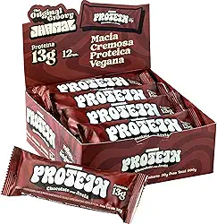 JHAMAL Barra de Proteína Vegan de Avelã - Cremosa, Saudável, Rica em Proteínas - Vegana, Sem Glúten, Sem Adição de Açúcar, Sem OGM - Caixa com 12 um