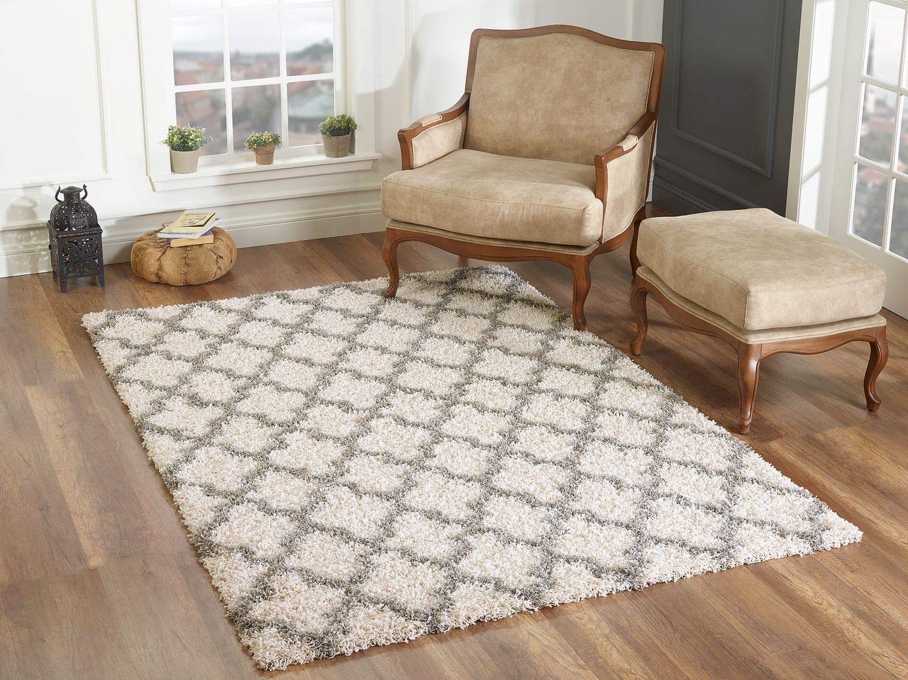 Pergamon Aloha - Shaggy Carpet High Pile Long Pile - Cream Grey Mix Modern - 7 Sizes