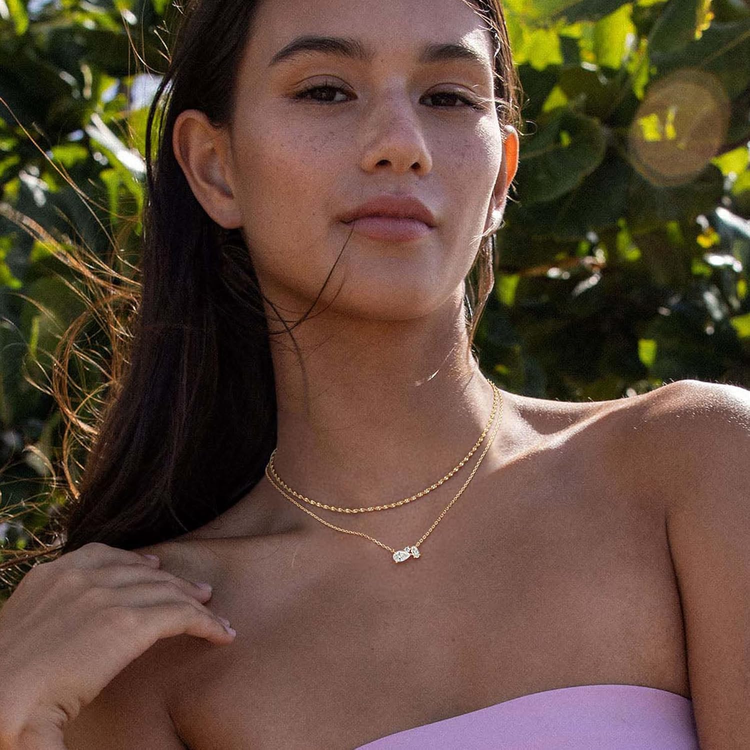 Dainty Gold Necklaces for Women Cubic Zirconia 14k Gold Plated Layered Necklaces, Simple Diamond Choker Necklaces Trendy Jewelry Gifts - Image 5