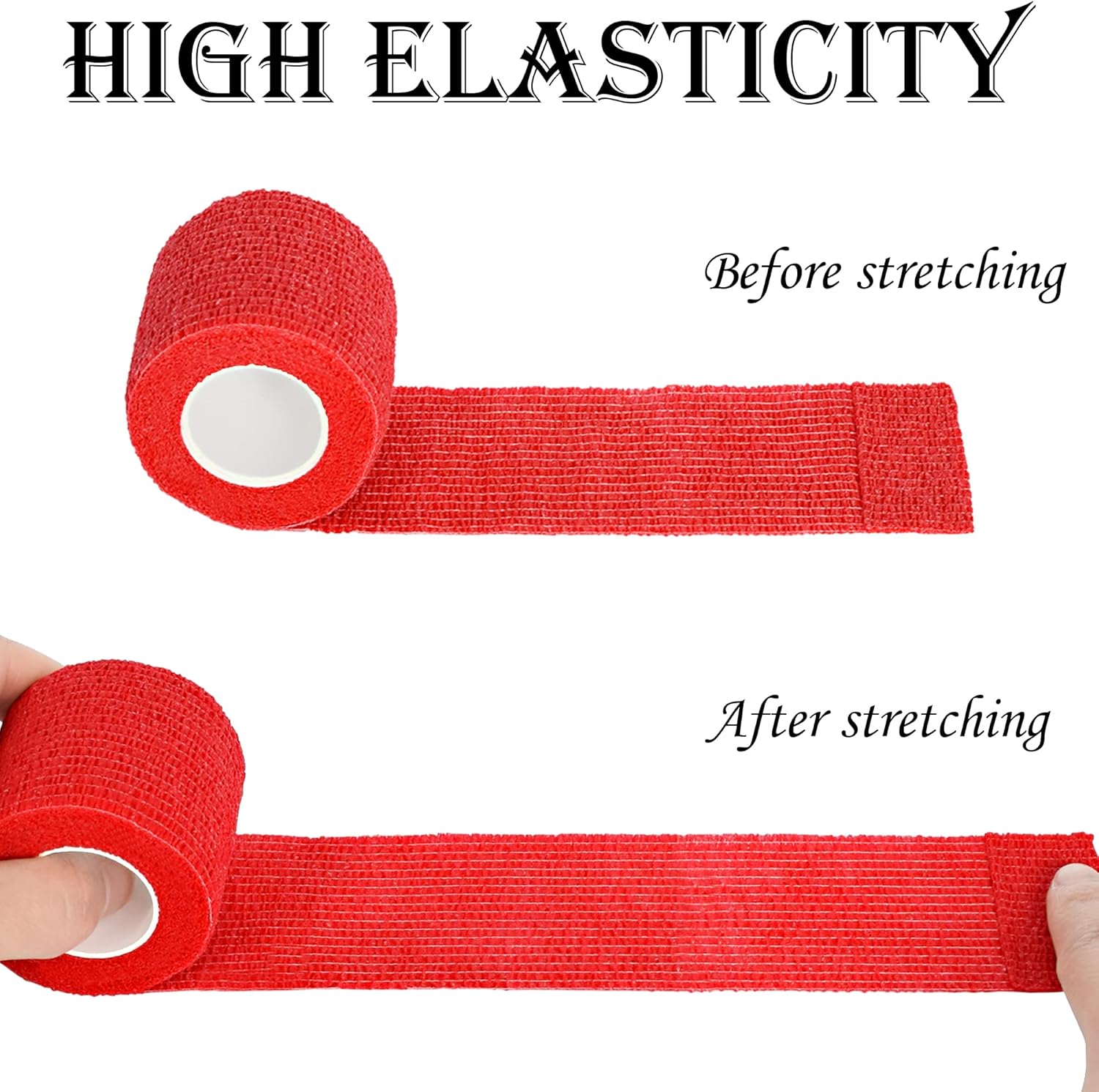 8 Rolls Cohesive Bandage 2” x 5 Yards Self Adherent Bandage Wrap Breathable Vet Tape Elastic Adhesive Bandage for Sports, Wrist, Ankle, Tattoo Wraps(Red) - Image 3