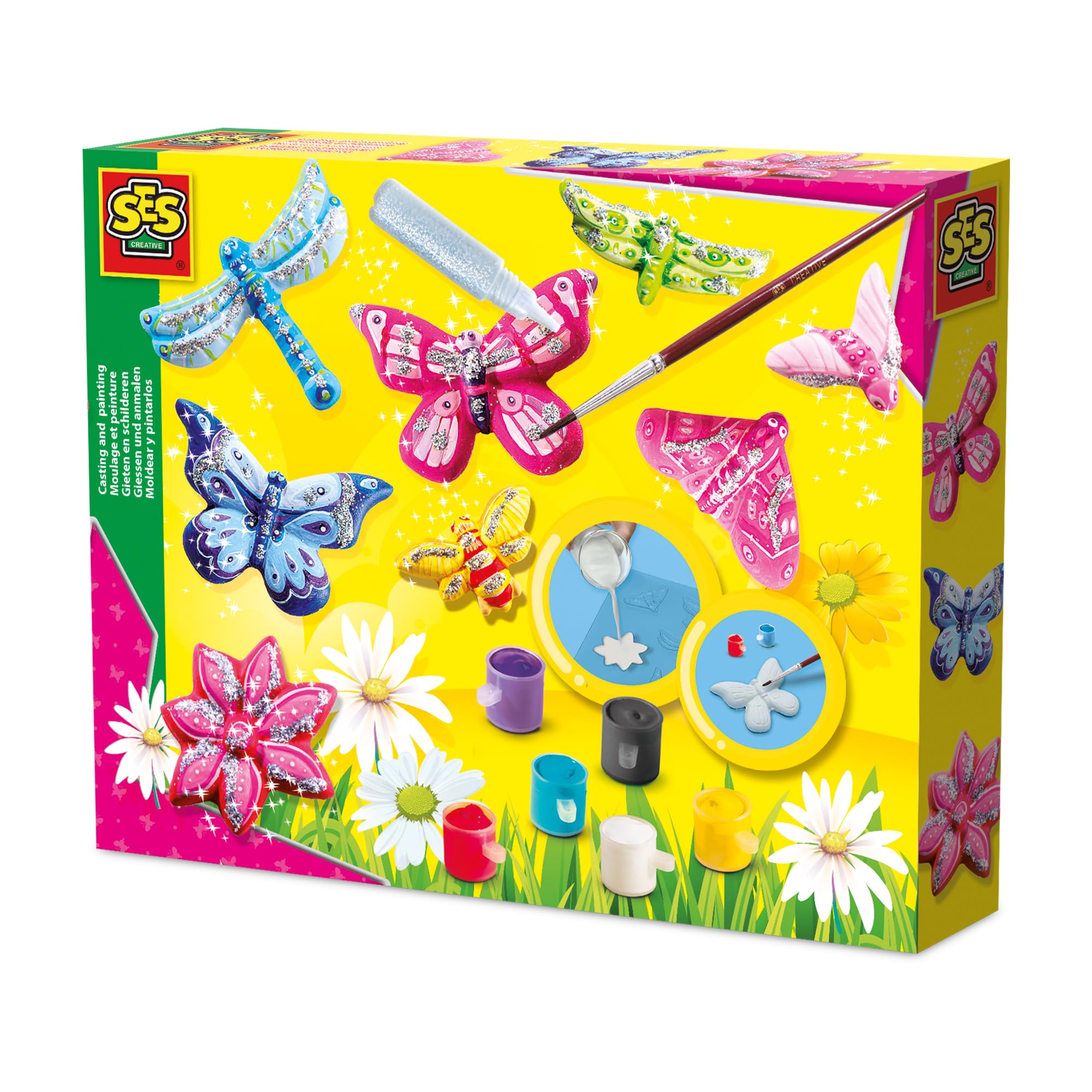 SES Creative Casting and Painting Butterfly Kit - Includes Glitter, 6 Paints & Brush - Ages 5+