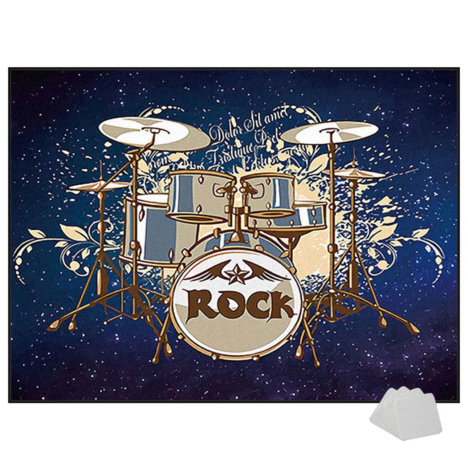 Schalldicht Drum Teppich Matte, Schlagzeugteppich Drum Teppich, Schlagzeug Teppich, rutschfest Elektrisches Schallschutz Akustik Teppich, Professionelles rechteckiges, Trommelmatte 180 x 160 cm