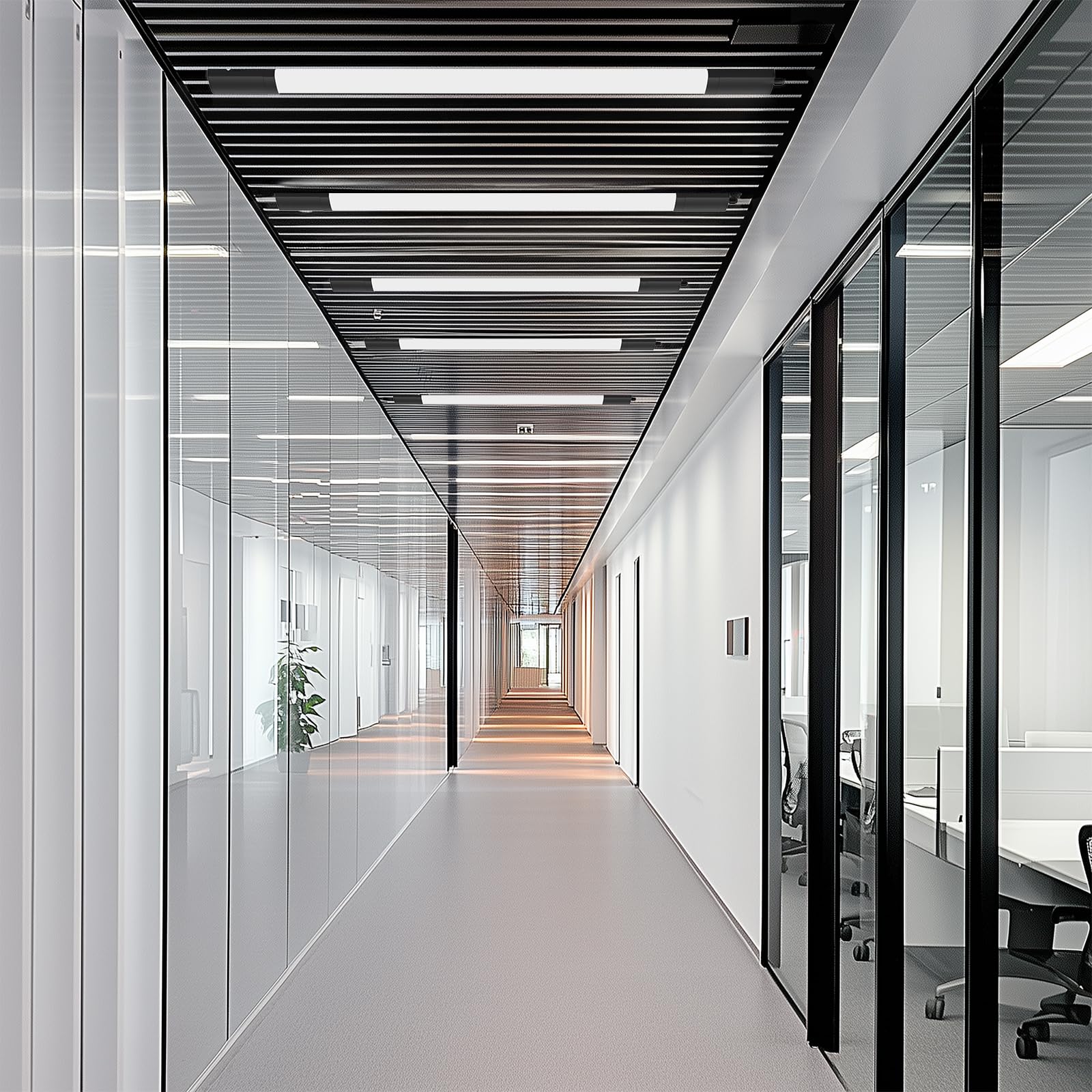 ANTENLICHT LED Feuchtraumleuchte 60CM mit 18W 1980Lumen Kaltlweiß 5000k, Einfache Montage Wannenleuchte Flach Deckenleuchte Wasserfest IP65 Werkstattlampe für Büro Keller Garage, Schwarz