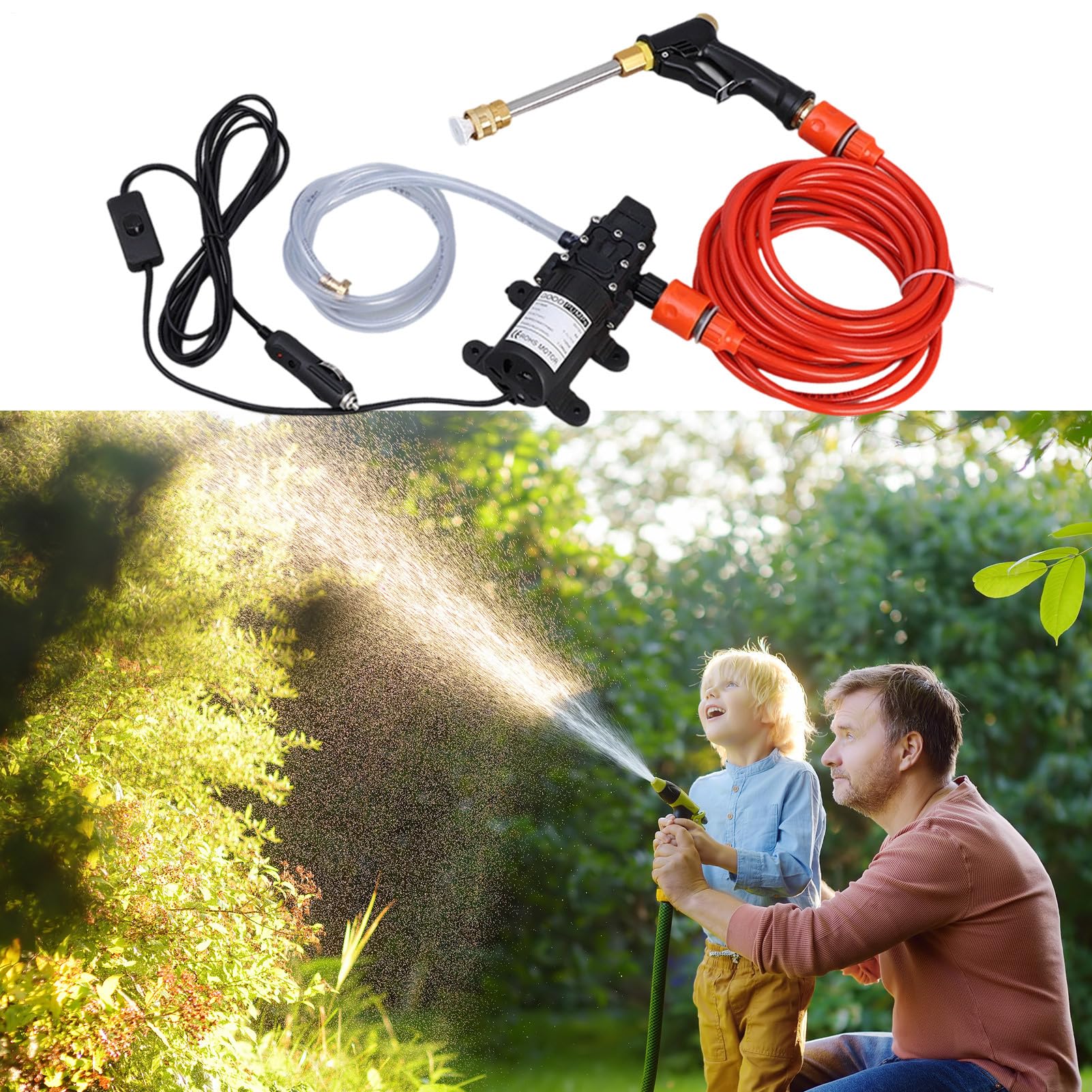 Idropulitrice Lavaggio Auto Pulitore Manuale Portatile | Kit Lavaggio Auto 12V Con Serbatoio Schiuma Per Camion Veicoli Auto Esterno Patio Giardino Cortile Finestre
