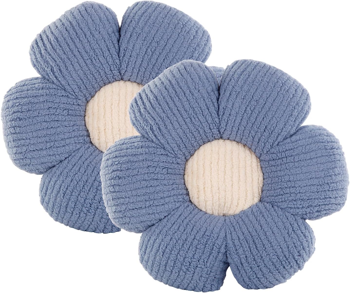 Flower Throw Pillow, Soft Lavender Shaped Floor Pillow for Home Decor Blue