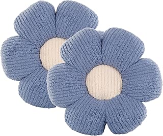 Flower Throw Pillow, Soft Lavender Shaped Floor Pillow for Home Decor Blue