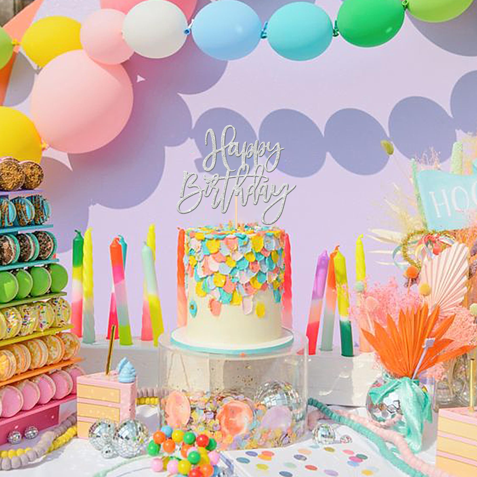 Snapklik.com : 1 PCS Happy Birthday Cake Topper Glitter Happy Birthday