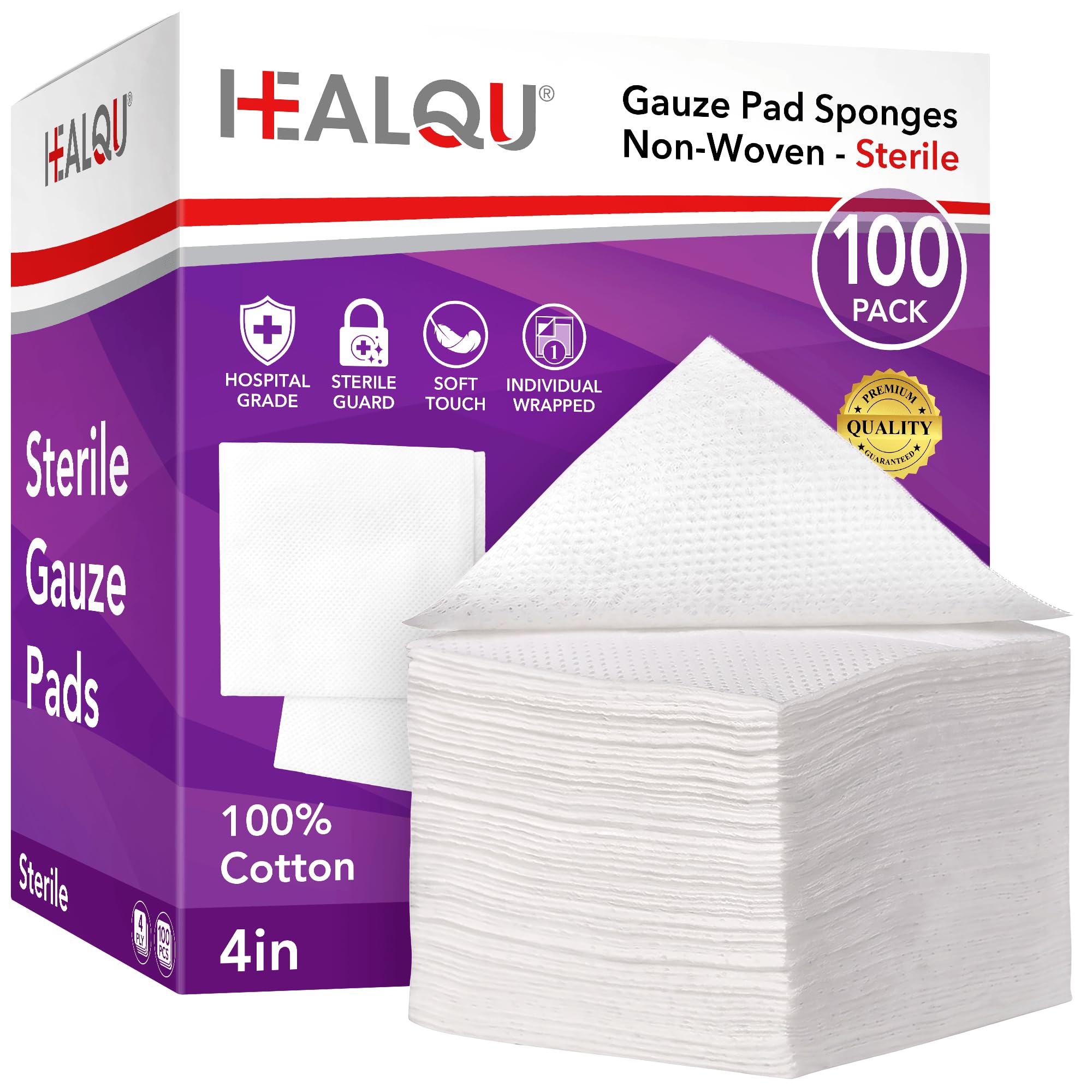 HEALQU 3x3 Gauze Pads Sterile - 80 Gauze Pads - (40 Packs of 2 Pads), Non Woven Gauze Sponges - Super Absorbent Medical Gauze Sponges for Wounds Bulk, First Aid Kits, Medical Facilities — Amazon image 8