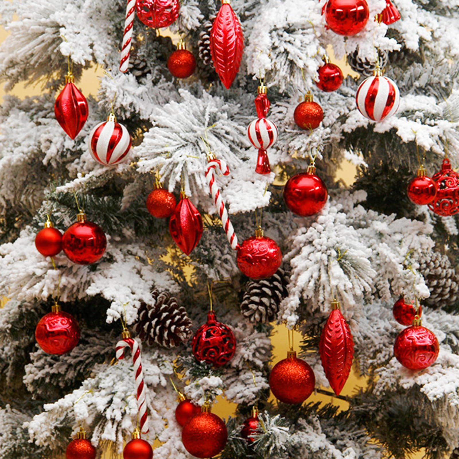 40-teiliges langlebiges Christbaumkugel Dekorationsset, Kunststoff Weihnachtskugeln, Ornamente, Ornamente, farbenfrohe Dekorationen