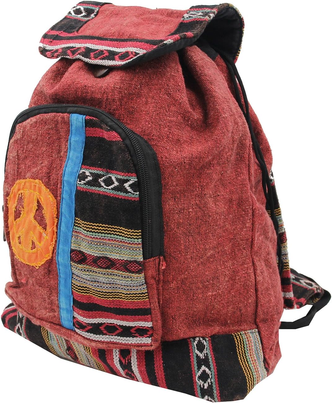 DharmaObjects Hippie Bohemian Raw Cotton Handmade Backpack (Turquoise)