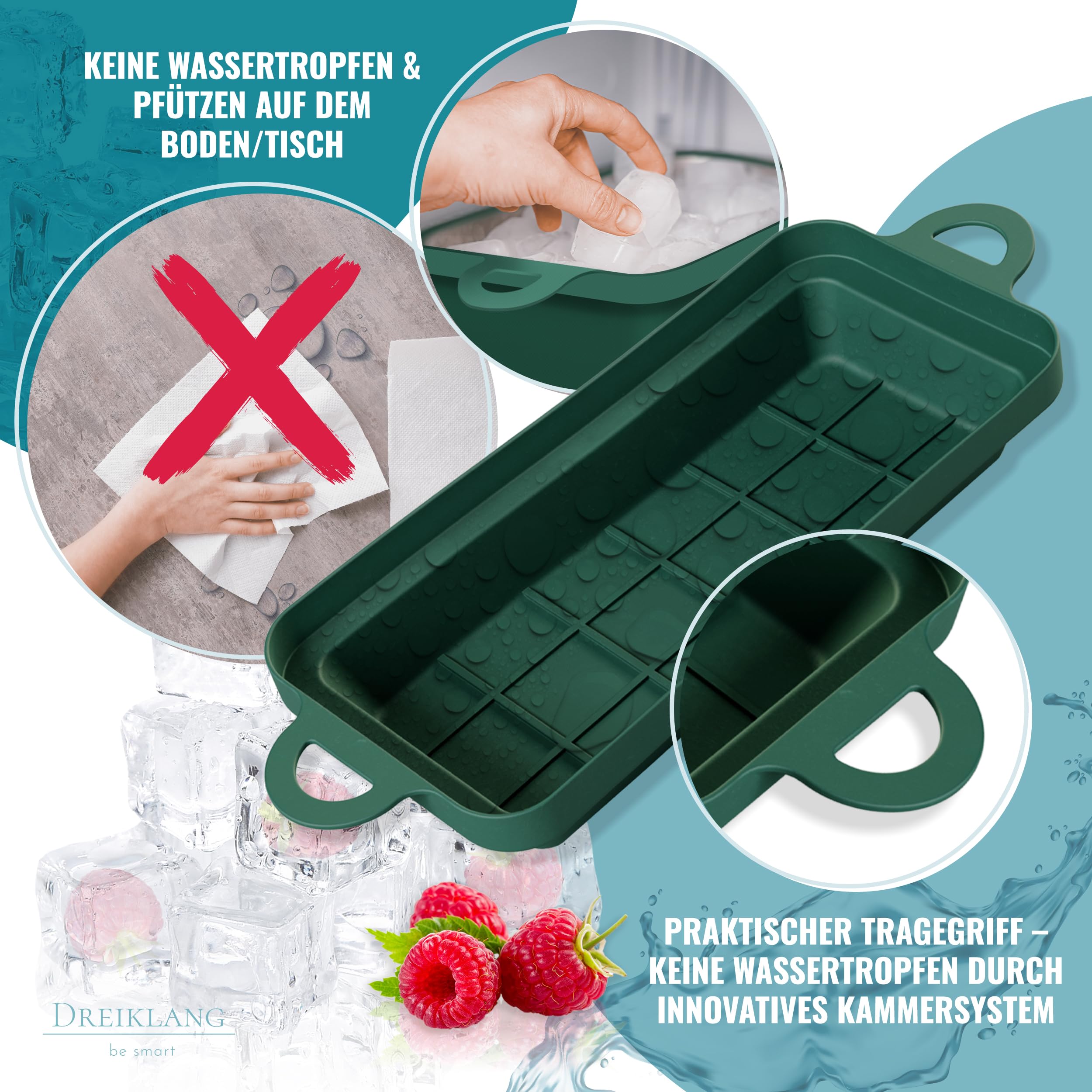 Dreiklang – Be Smart - Ghiaccio in acciaio inox 18/8 lucido con vassoio antigoccia, inserto a leva a rilascio facile, per uso alimentare