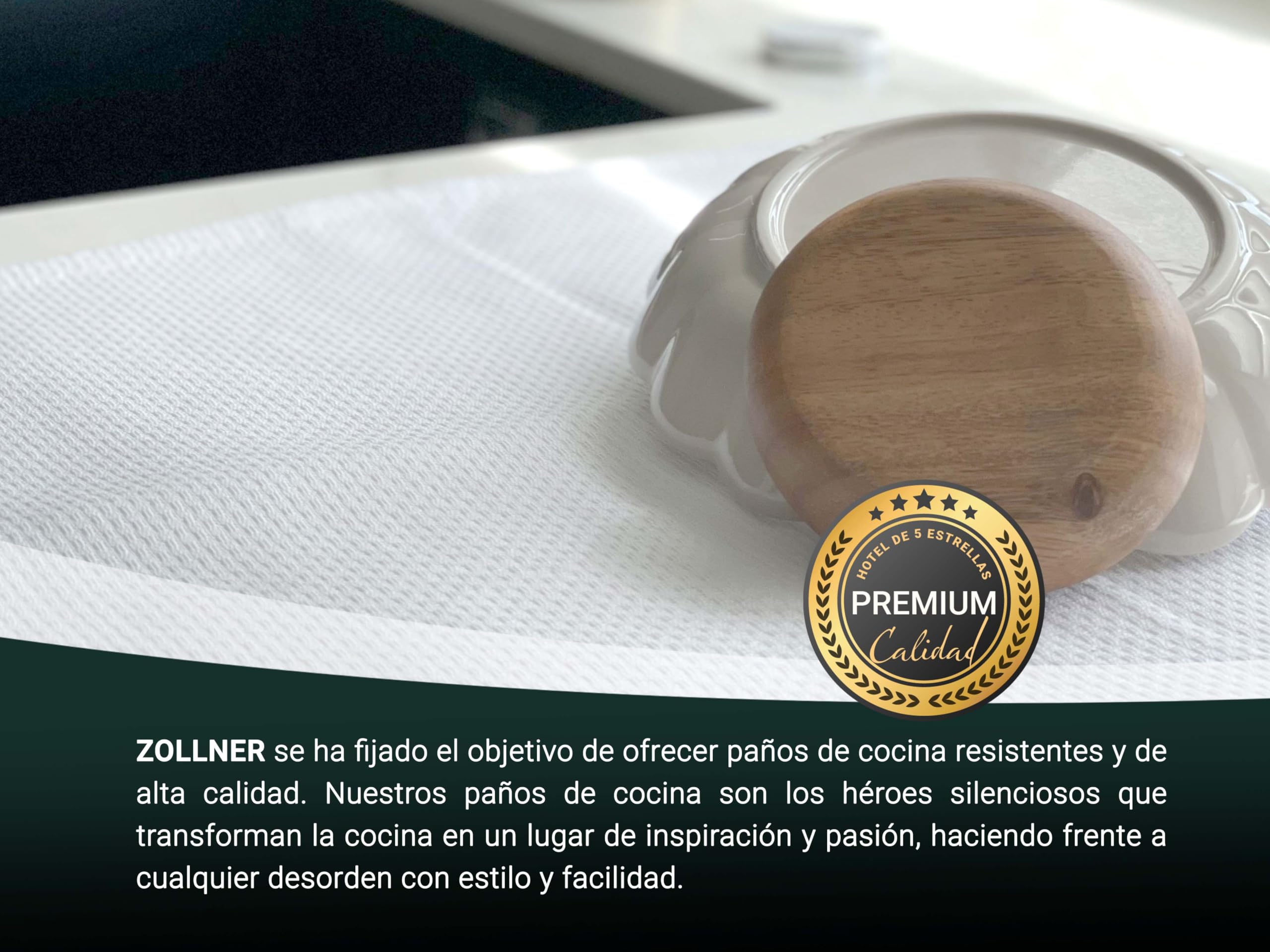ZOLLNER 5 Trapos de Cocina algodón, 50x75 cm, Blanco