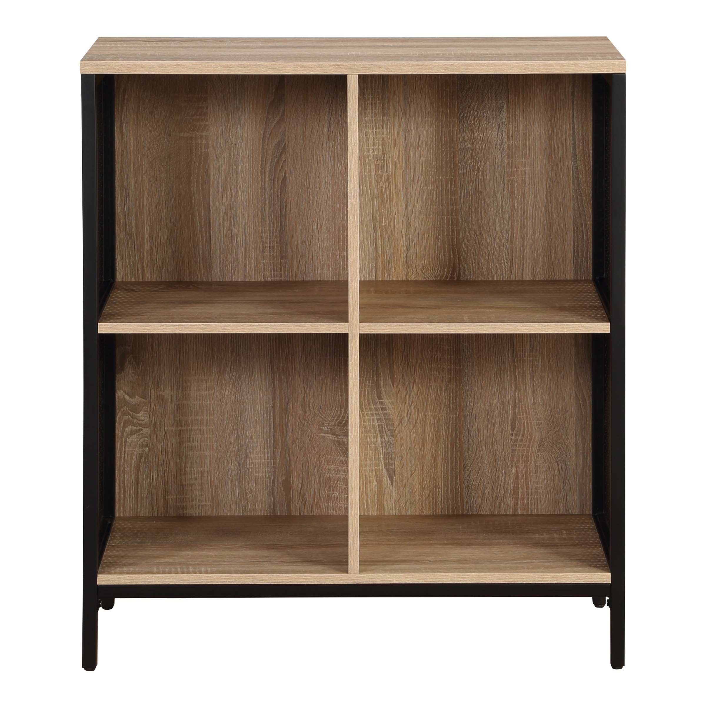 OSP Home Furnishings Ace nowoczesny regał na książki z 4 kostkami, wykończenie rzeki dąb