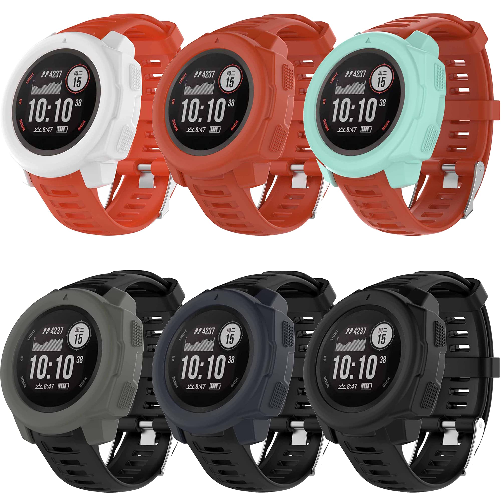 Pasek z etui kompatybilny z Garmin Instinct dla kobiet i mężczyzn, miękki silikonowy pasek do zegarka Garmin Instinct Tide/Tactical/Dual/Power Surf/Power/Esports Watch (pomarańczowy pasek +