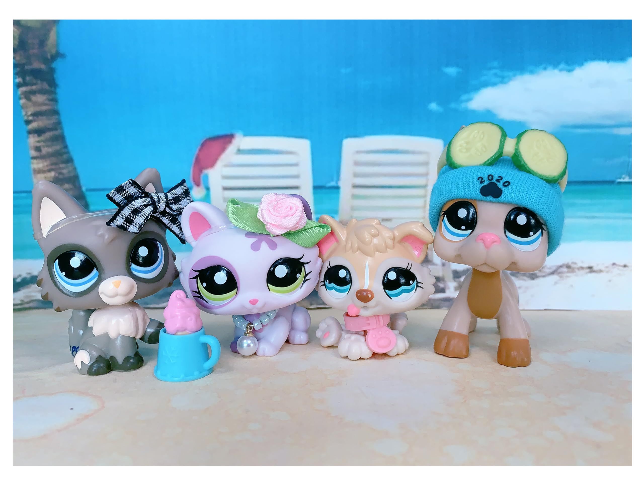 LPS Toy LPS Great Dane 1647 Tan LPS Husky 1018 LPS Wolf Cat 1962 Grey LPS  Crouching Cat 1628 Purple with LPS Accessories Old Mini Shop Pet Rare LPS