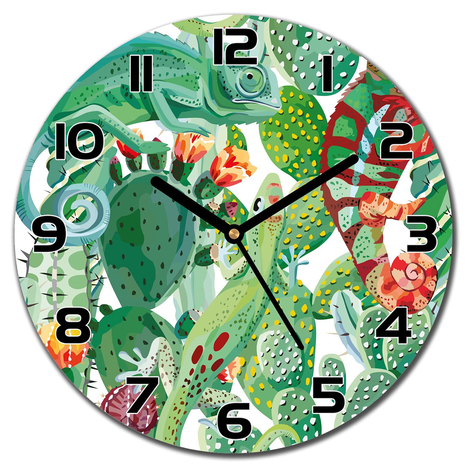 Horloge en verre silencieuse caméléons pour en finir avec les bruits