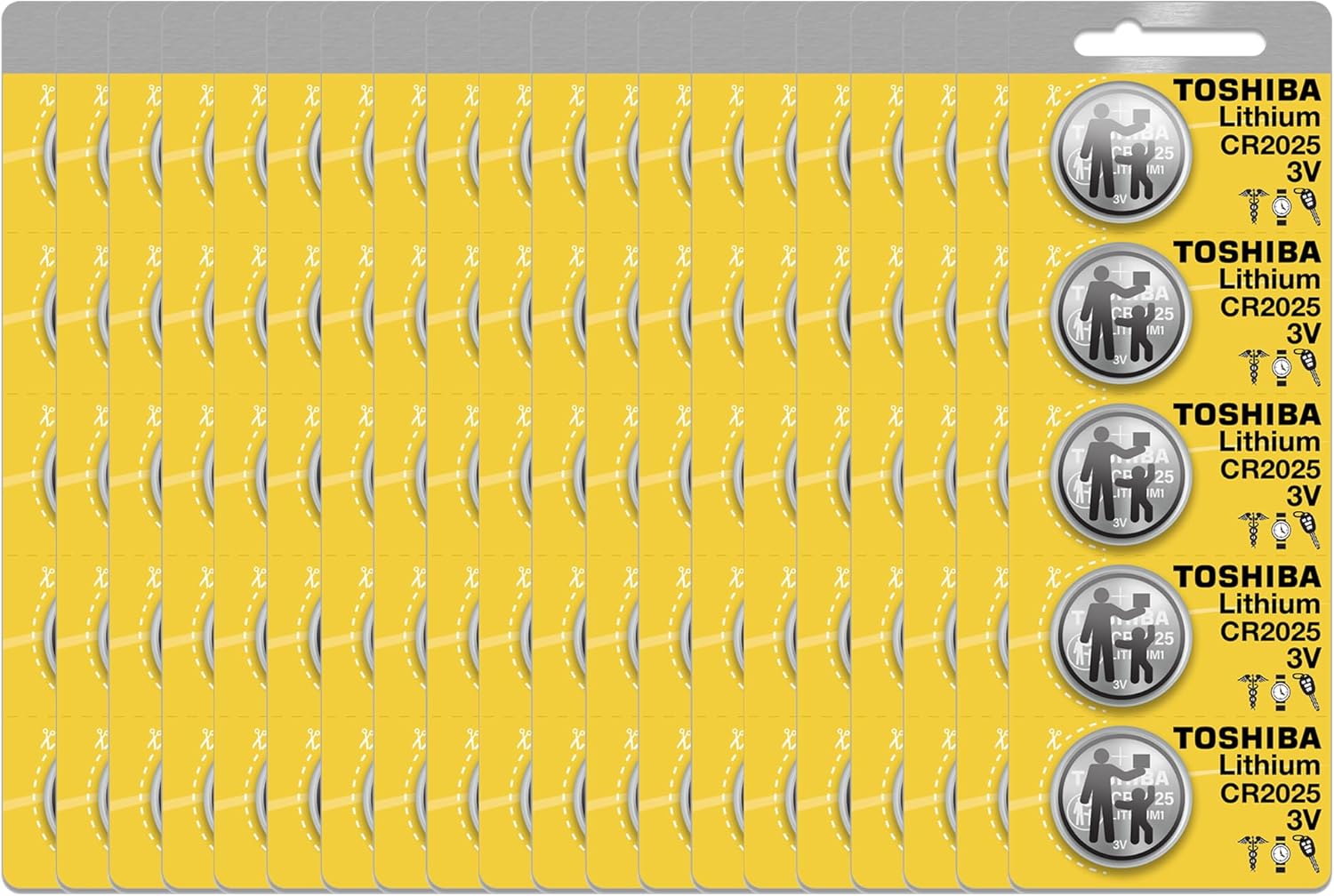 Toshiba CR2025 Battery 3V Lithium Coin Cell (100 Batteries)