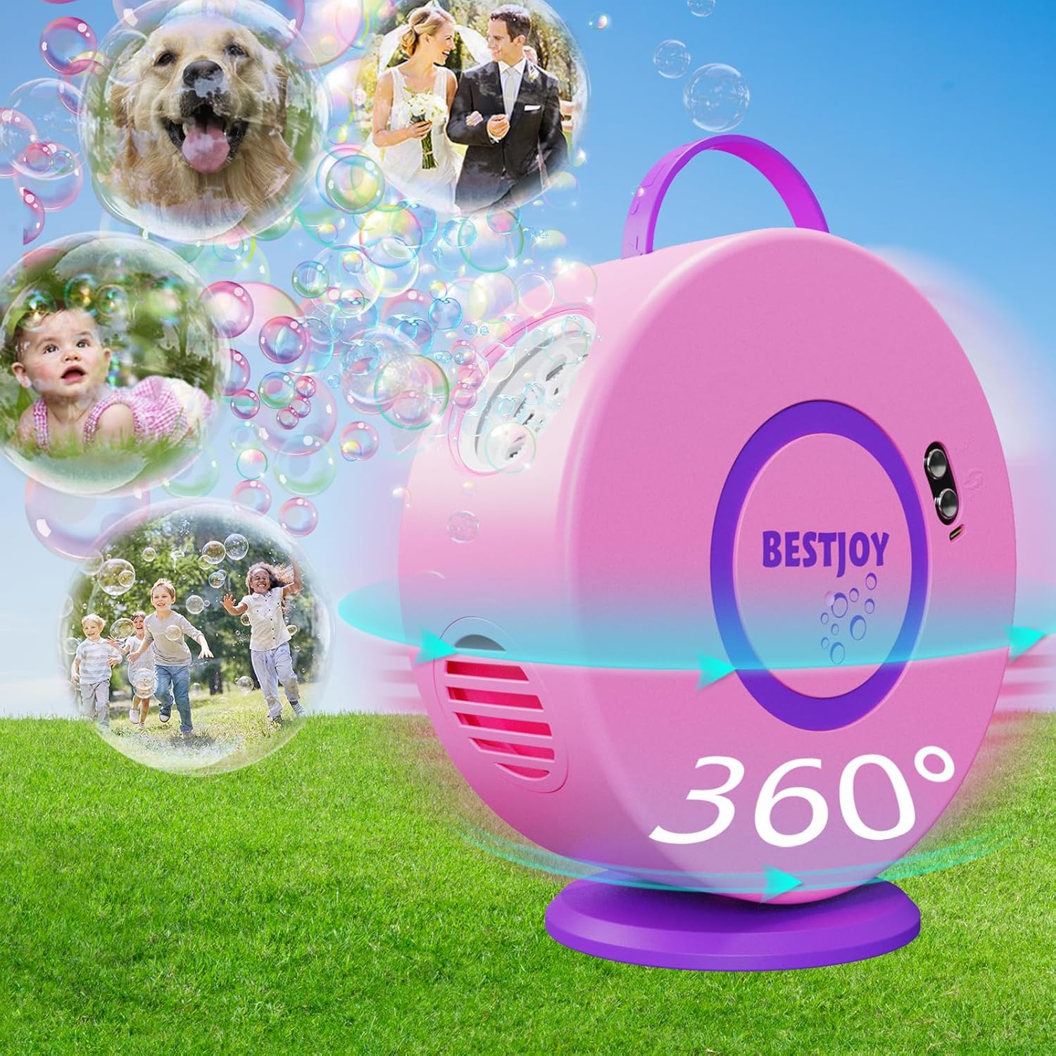 Bubble Machine for Toddlers Girls 1-3-5 – Rechargeable Pink Bubble Blower 90°&360° Rotating Blowing Bubbles for Kids Ages 4-8 | Outdoor Toys Automatic Bubble Maker Gifts for Birthday Parties Bubble Machine for Toddlers Girls 1-3-5 – Rechargeable Pink Bubble Blower 90°&360° Rotating Blowing Bubbles for Kids Ages 4-8 | Outdoor Toys Automatic Bubble Maker Gifts for Birthday Parties