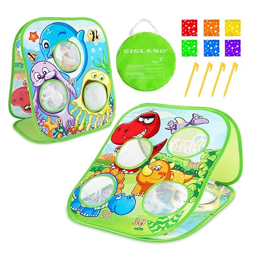 SISLAND Bean Bag Toss Game for Kids, Outdoor Toys for Kids Ages 2 3 4 5 Year Old Boy and Girls Birthday Gift, Outside Yard Games for Toddlers 1-3