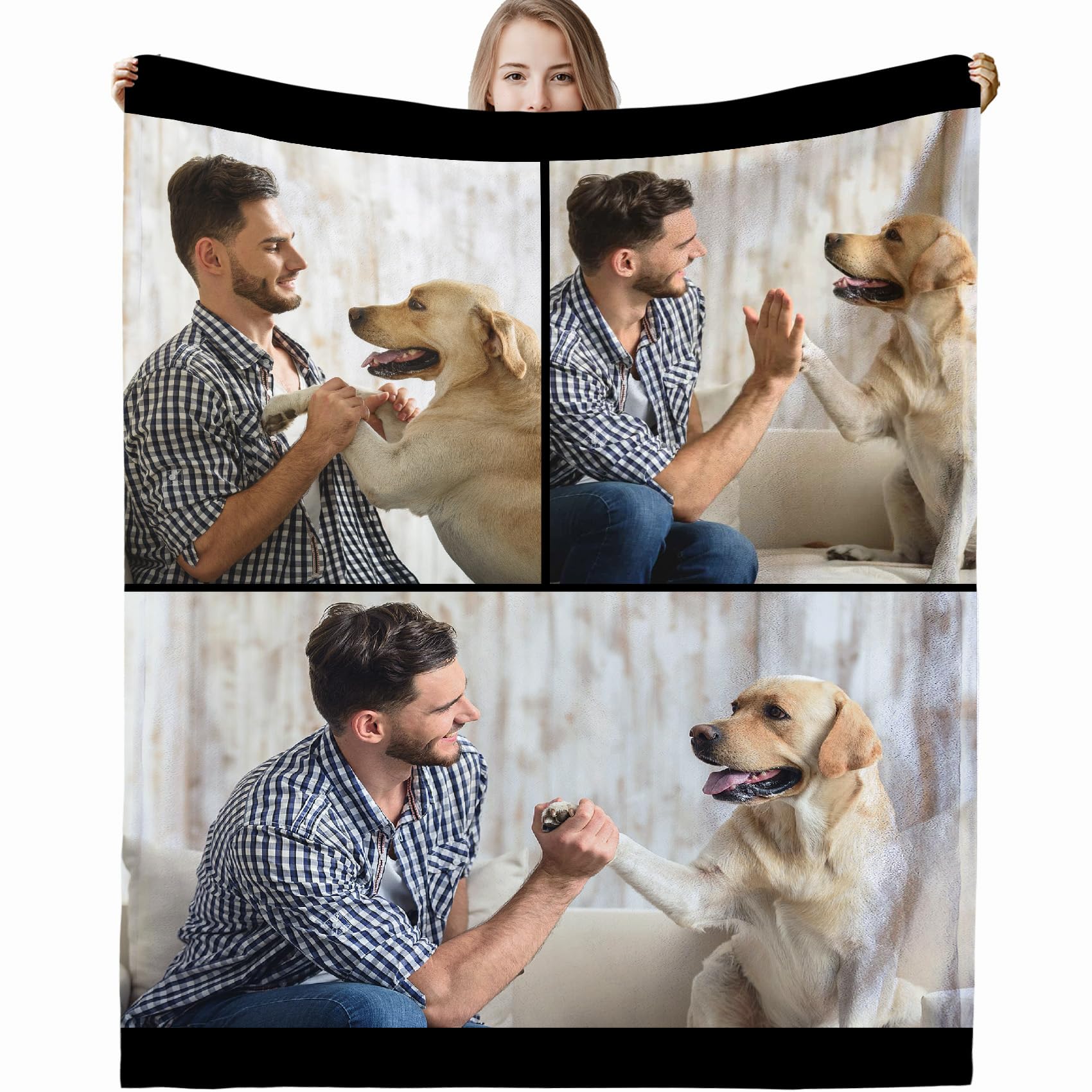 Personalised Blanket for Adults, Custom Photo Blanket Personalised for Adults Kids with Pictures Customized Gifts for Family Kids Pet Friends Birthday Mum, Dad, Boyfriend, Girlfriend