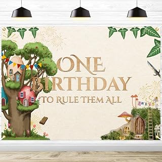 One Birthday to Rule Them All Backdrop Banner, Fantasy 1st Birthday Party Decorations Background, Magical 1st Bday Baby Hobbitcore Party Decorations, 7 * 5Ft