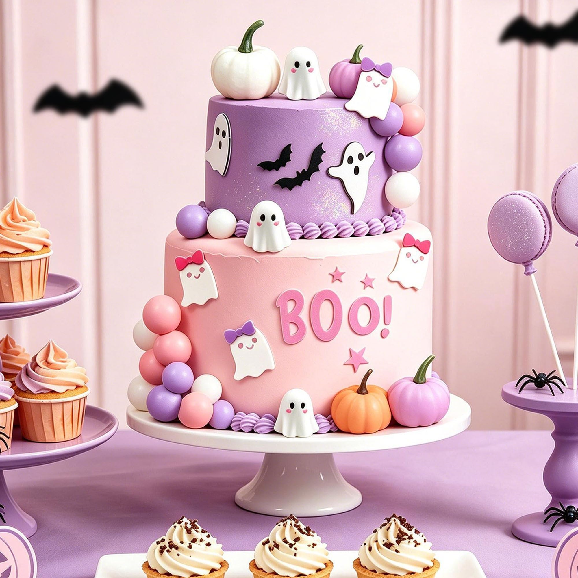 LaVenty Little Boo Cake Topper Pink Halloween Decor