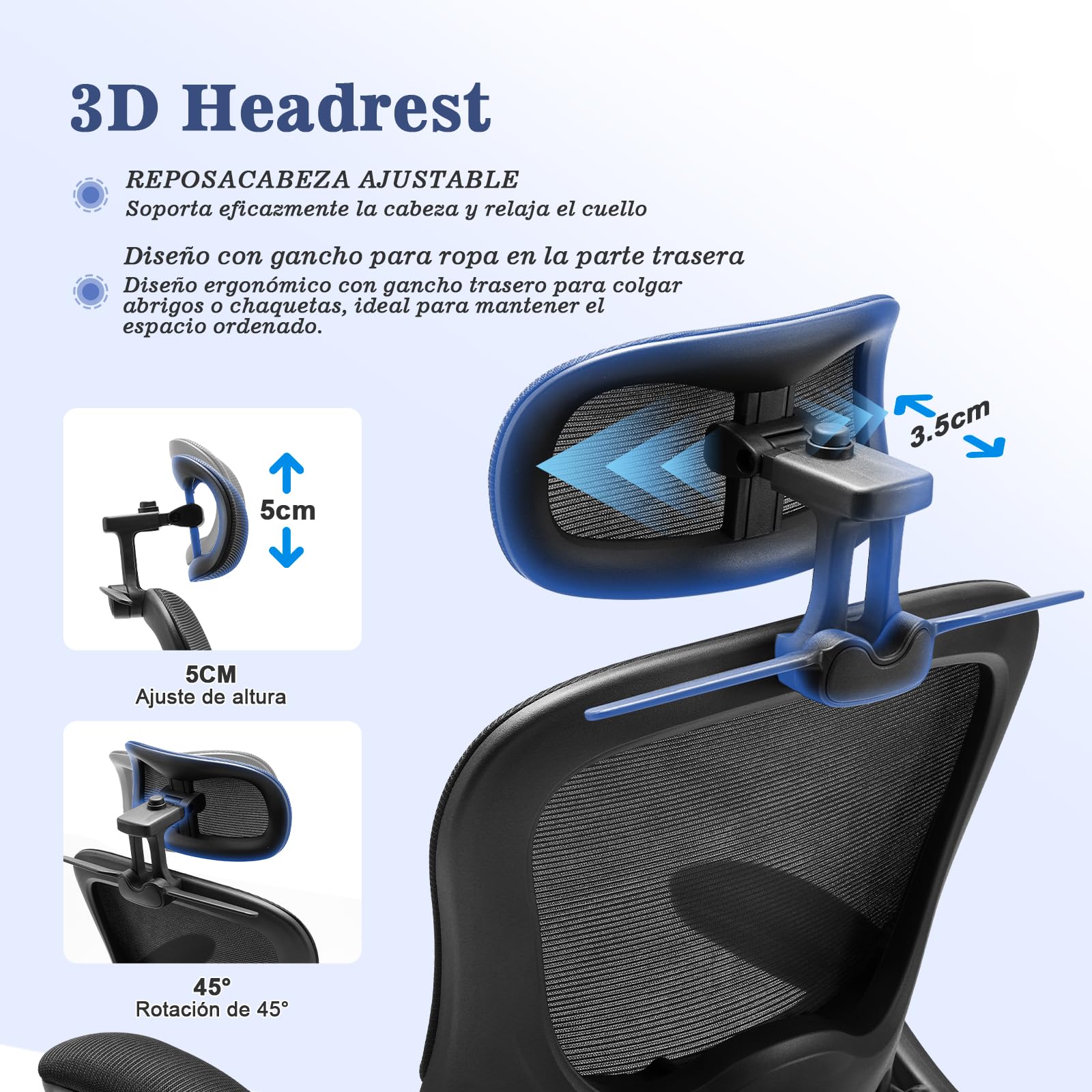 Magic Life Silla de Oficina Ergonómica con Respaldo de Malla, Soporte Lumbar Ajustable, Reposabrazos y Altura Regulable para Home Office (Negro)