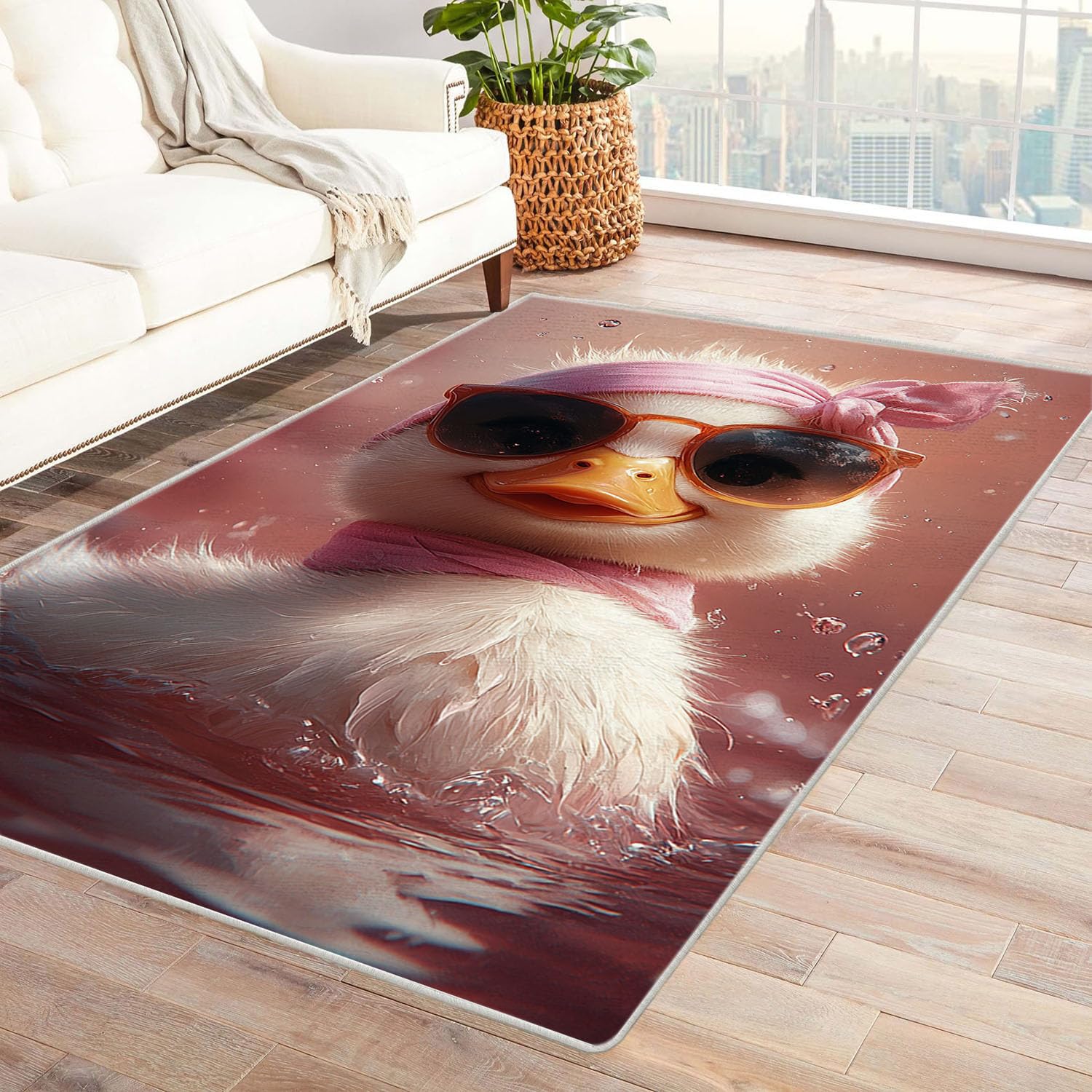 Tapis de chambre 3D finitions soignées motif animal mignon rose haute densité