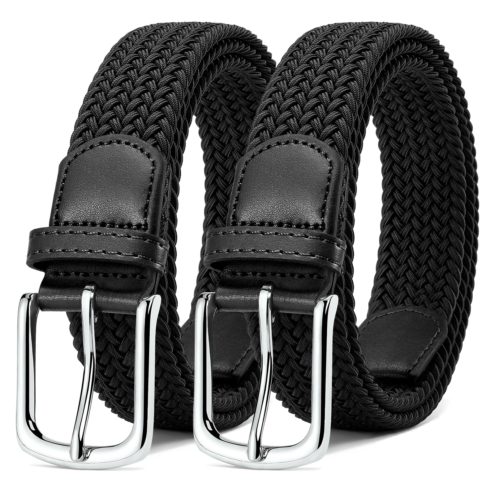MATLAB 2er-Pack Stretchgürtel für Damen & Herren – Elastische Flechtgürtel aus Stoff, Verstellbar & Dehnbar, 3,3 cm breit, Länge 100–120 cm
