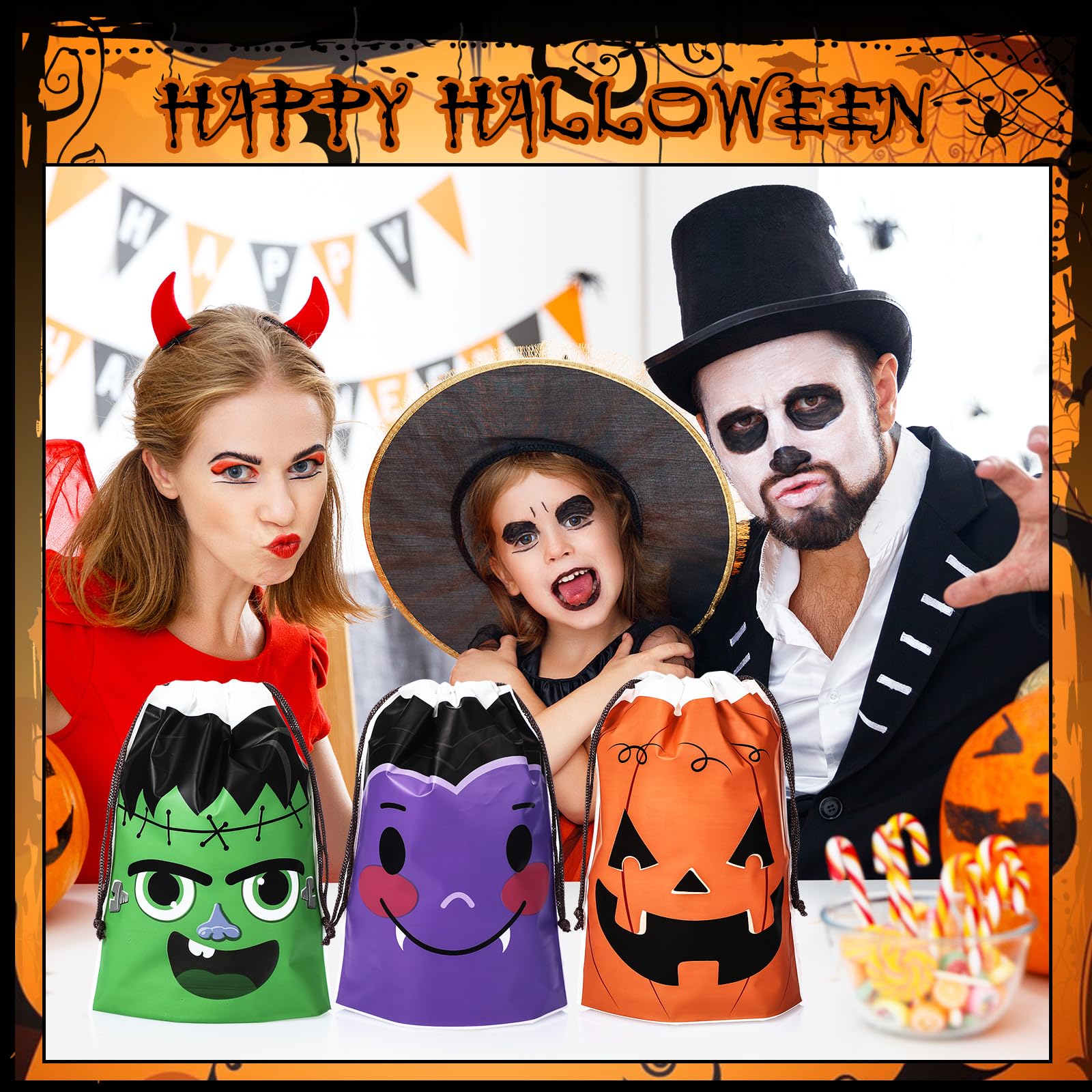 60-Pack Halloween Organza Bags - 4x6 Drawstring Treat Bags For Candy & Party Favors