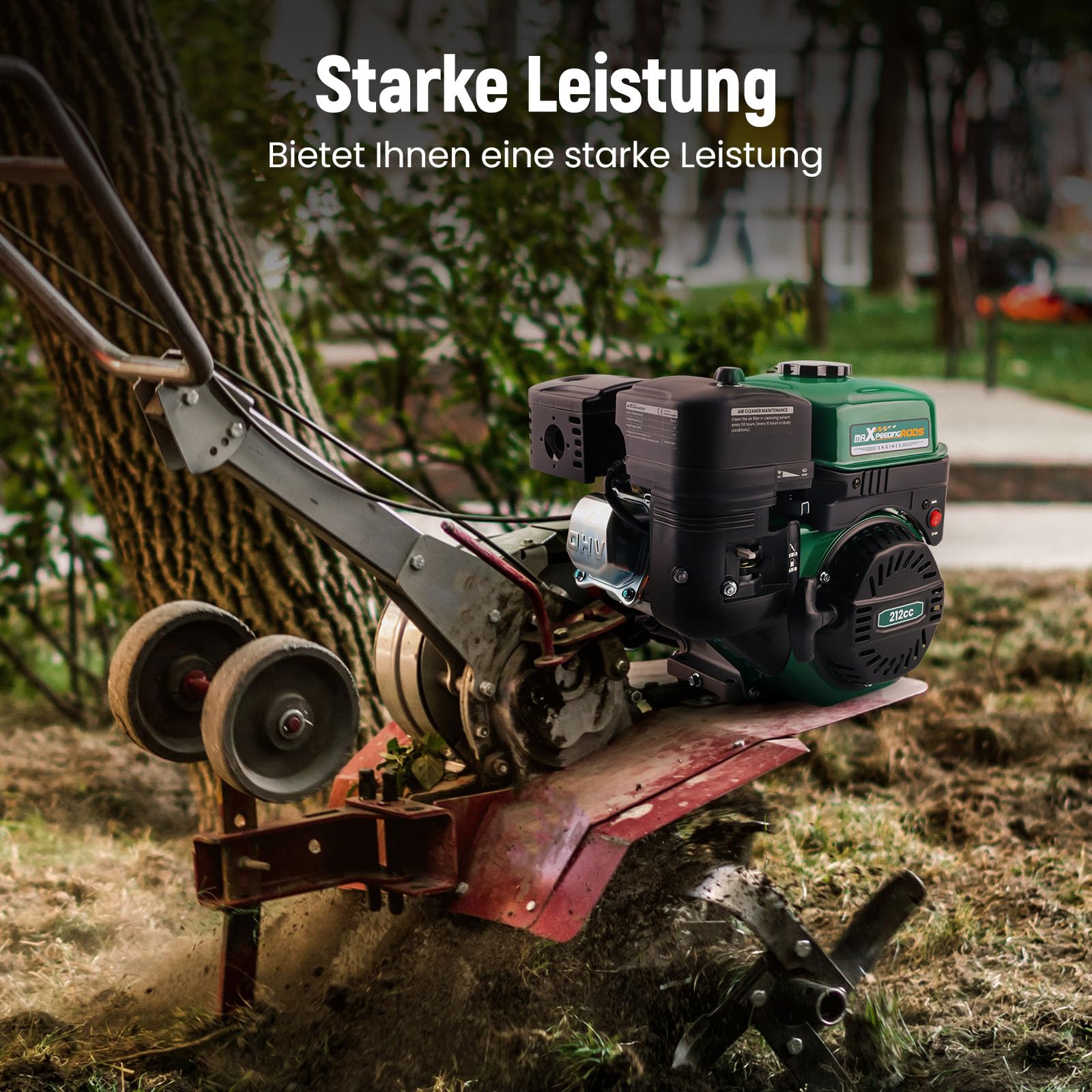 maXpeedingrods 7 PS Benzinmotor OHV-Motor, Standmotor Kartmotor, Benzin Motor mit 19 mm Ø Welle, 4-Takt, 1 Zylinder Benzin Motor, 212cc Hubraum,Recoil, luftgekühlt