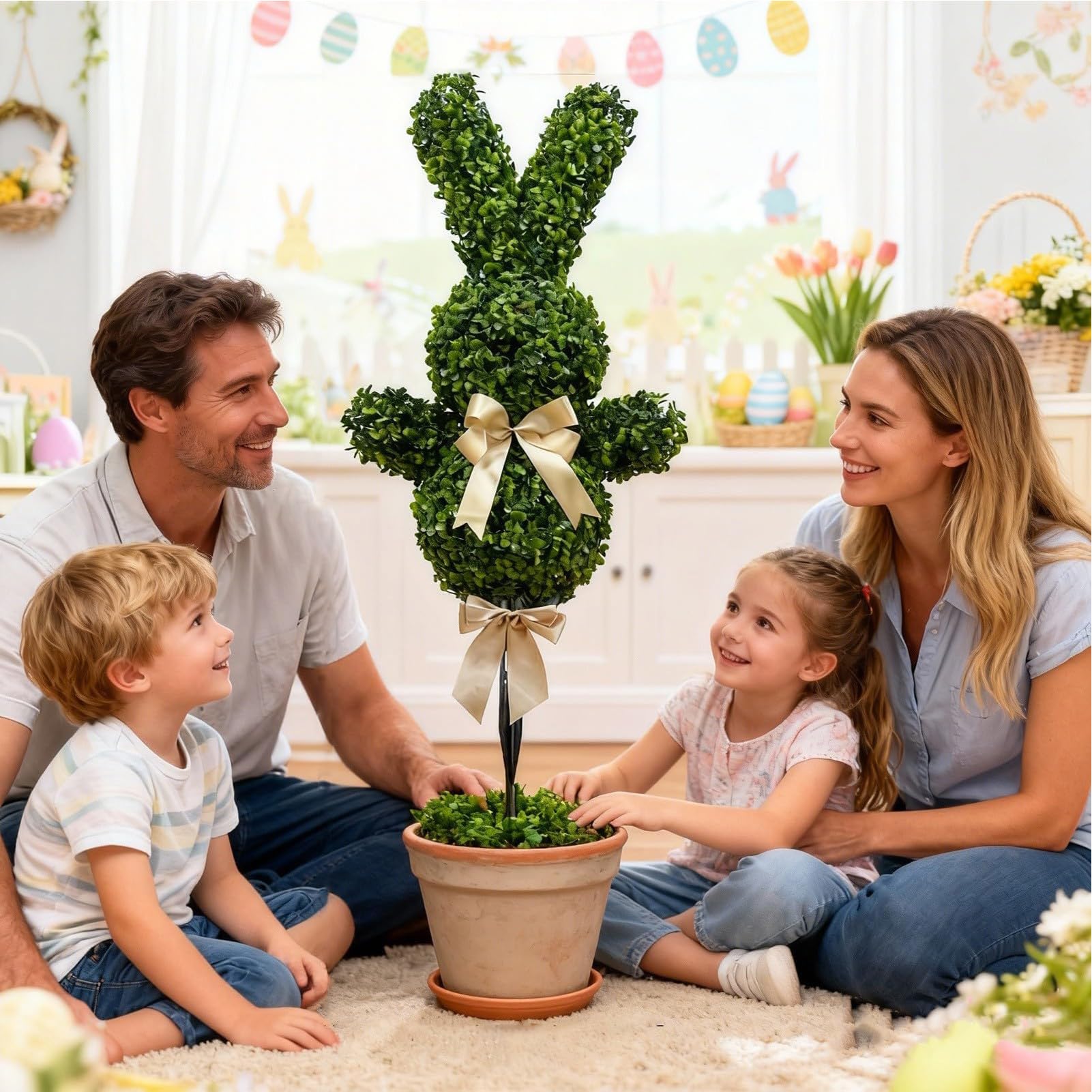 Planta Decorativa en Forma de Conejo de Conejo con Blanco