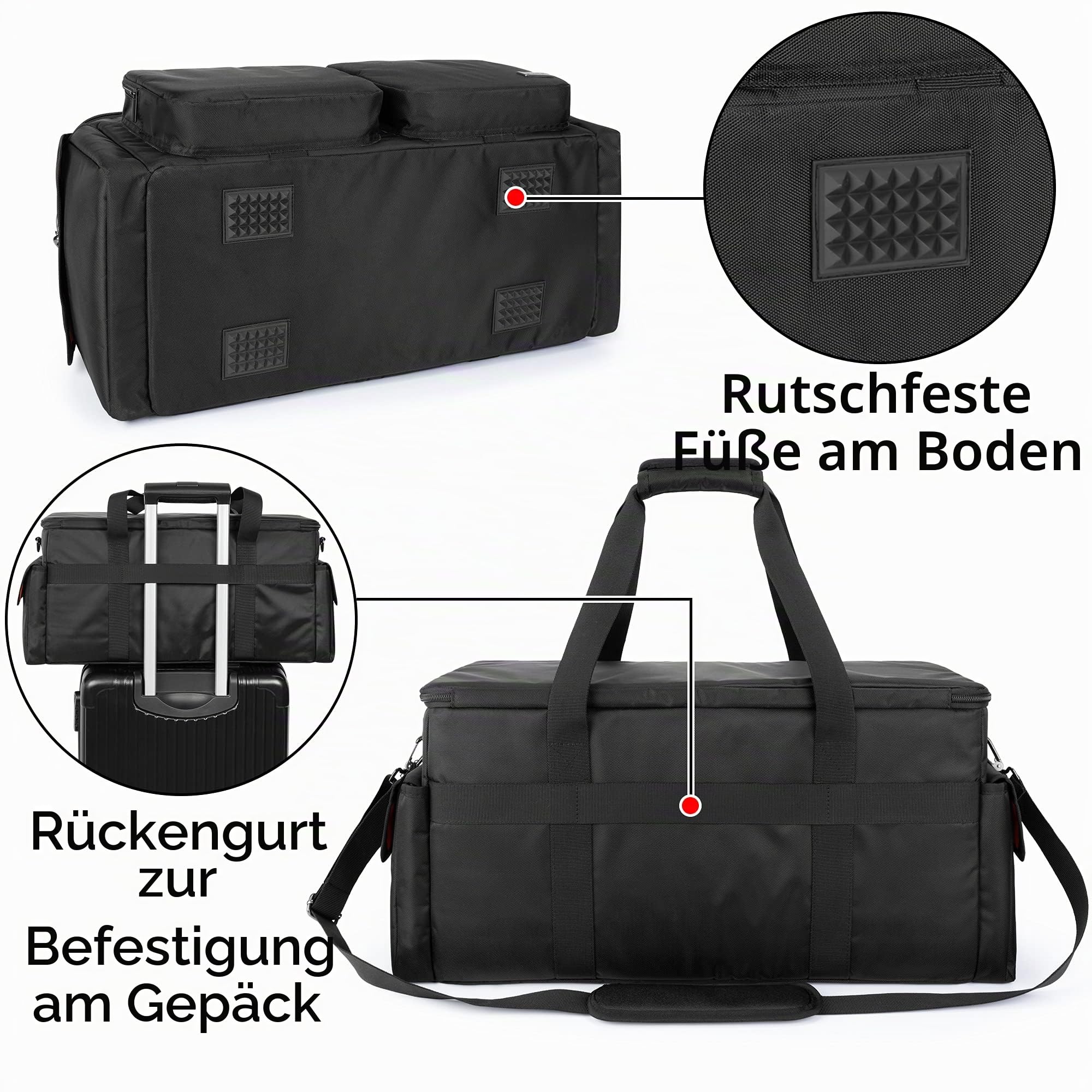 Trunab DJ Tasche, Kabel Organizer Tasche mit Abnehmbarem Gepolstertem Boden und 9 Trennwänden, Tragetasche Solide Große Kapazität für DJ-Equipment, Musikinstrumente und Zubehör