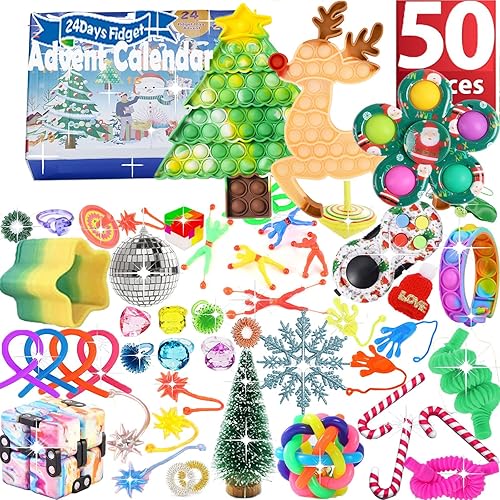 Calendario de Adviento 2022, calendario de adviento 2022, calendario de adviento de 24 días, juguetes para ansiedad con paquetes de juguetes para