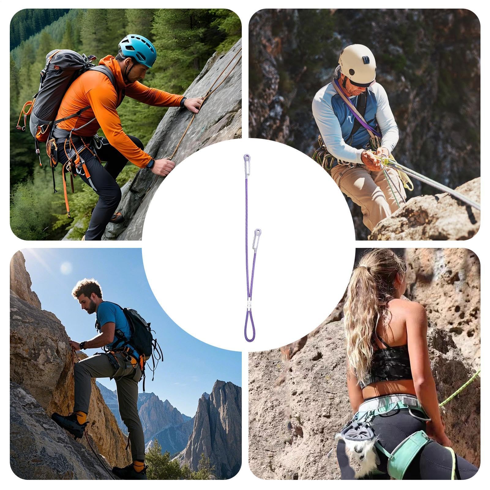 Prusik Rope - Cuerda de seguridad para escalada - Equipo de rescate de alta resistencia en forma de Y para ascensos, seguridad en el parque infantil