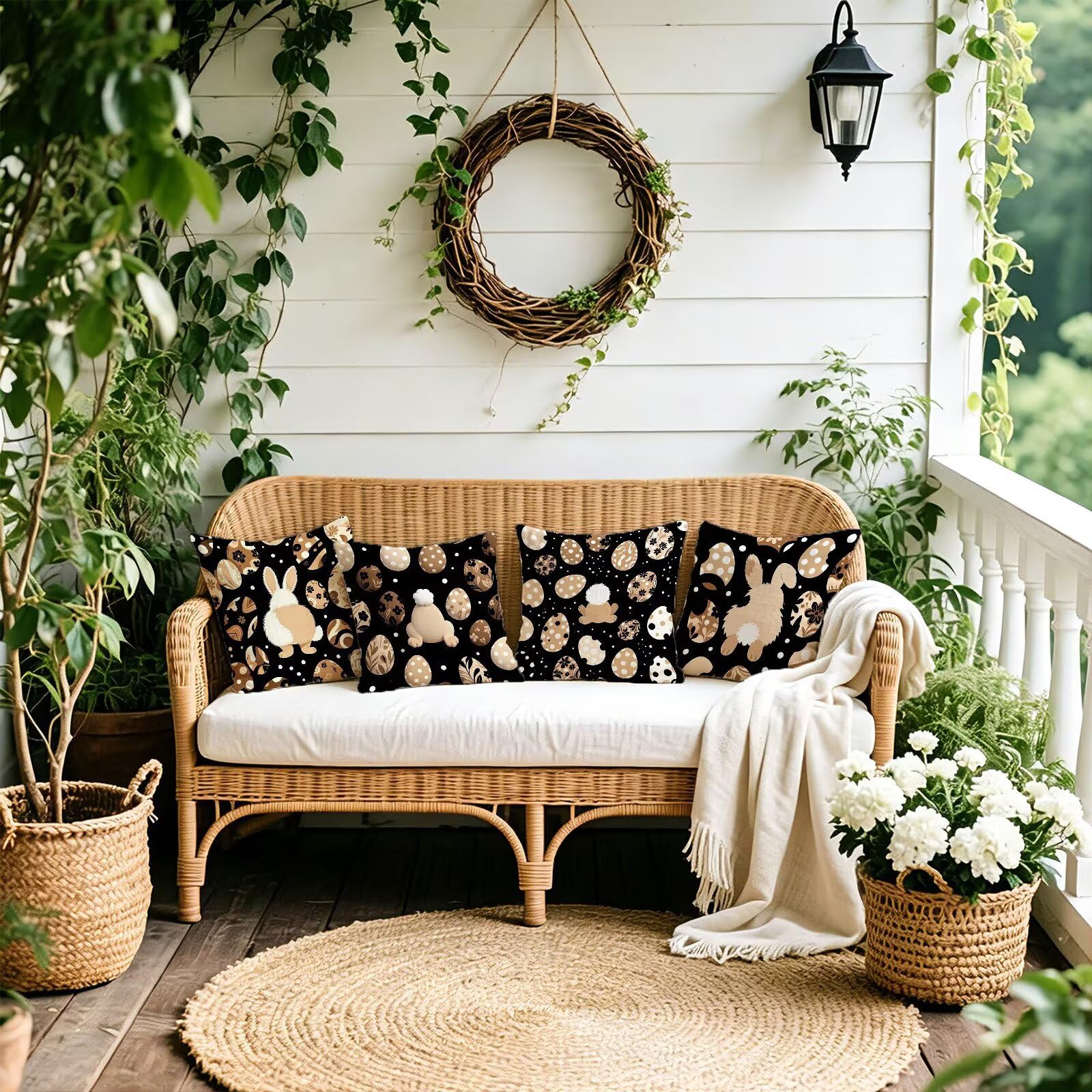 Beige Federe Cuscini Divano 60x60cm, Cuscini da Esterno Set de 4, Cod-96 | Lin Copricuscini Decorativi Letto Arredo, per Letto, Soggiorno, Giardino, Esterno, Casa Decorazione Set di 4 Animale