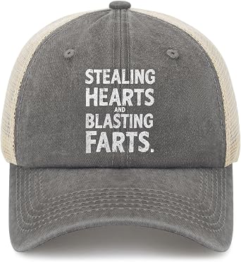 Stealing Hearts and Blasting Farts Trucker Hat Men Vintage Mesh Baseball Cap for Summer